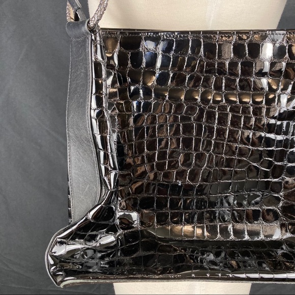 Brighton patent croc embossed leather shoulder bag - Picture 10 of 16